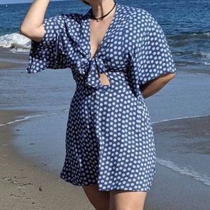 Rip Curl Blue Tie Cut Out Dress